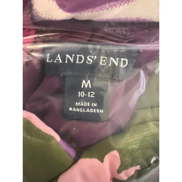 Lands End Floral Down Puffer Vest M 10-12 Bright Snap Close Pink Green Purple - Picture 5 of 14